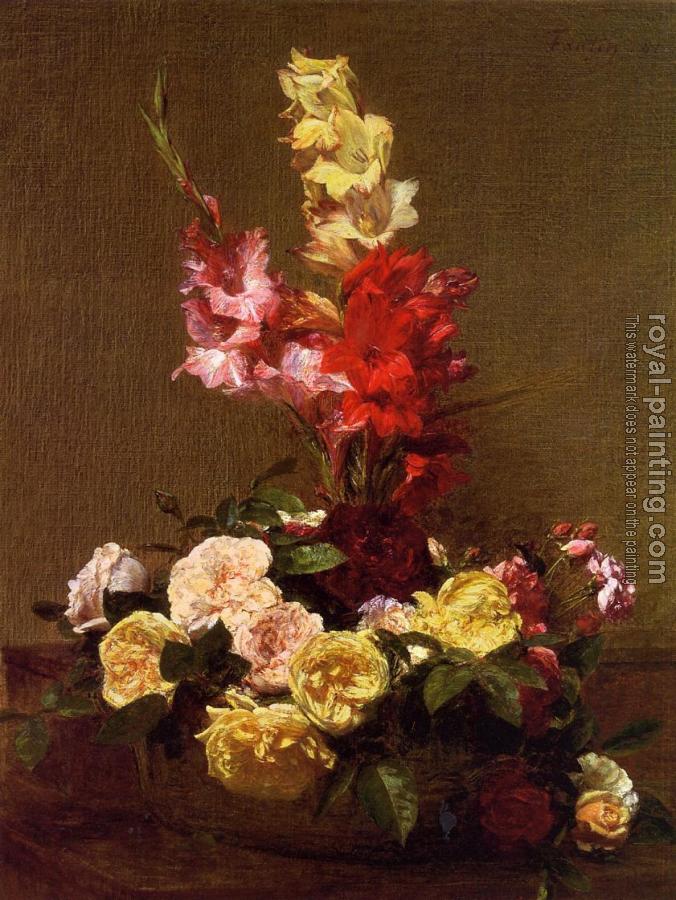 Henri Fantin-Latour : Gladiolas and Roses